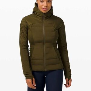 Lululemon Running Down for It All Jacket in Olive Green